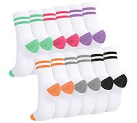 Zuimei Women's Athletic Socks 6 Pairs Ladies Socks - Cushioned, Breathable Cotton Blend for Running, Yoga, Gym & Casual Wear - Anti-Slip Striped Design, Assorted Colors Size 5-8