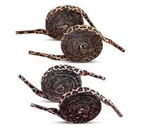 ZUIMEIHQH 2 Pairs Leopard Print Laces, Thick Brown Shoe Lace Women Men, 120CM Animal Pattern Shoe Laces Replacement for Trainers Casual Shoes and Flat Shoes (White-Black & Beige-Black)