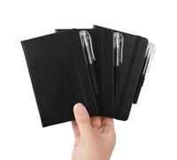 ZUIMER 3Pack Pocket Notebook Small Notebook Journal Notebook 4 inches x 5.7 inches 200 Pages Leather Cover With Pen Holder Page Marker Ribbons (Black*3)
