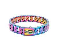 Zuiquity 316 Stainless Steel Heavy Duty Dog Collar, Choke Collar for Dogs Cuban Link Chain with Secure Lock, Adjustable, Rust-Proof, Multiple Colors(Size:36cm/14in,Color:Colorful)