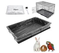 Zuisfau 50-Pack Disposable Cage Liners, Compatible with Trays up to 55 x 45 cm, for Rabbit, Bird, Guinea Pig and Small Animal Cages - Includes Bonus Cleaning Brush