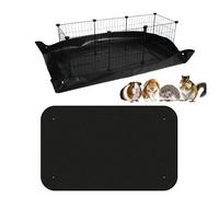 Zuisfau Waterproof Guinea Pig Cage Liner Mat 150x100cm - 100% PVC Waterproof Base for Rabbit Hutch C&C Cages Hamster Playpen, Snap Edges, Mess Containment, Extra Large Pet Floor Mat (Black)