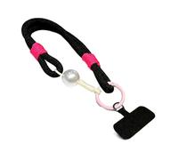 ZUJIABAO 3. Adjustable Cell Phone Lanyard Braided Nylon Cord With Pearls Decor Metal Hardware For Keys & Essentials Colorful Mobile Accessory