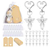 ZUJIABAO 30Pcs Wing Keychain Decorative Holder for Baby Showers Wedding Includes Drawstring Bag and Labels Bridal Showers Gift