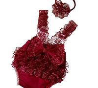 ZUJIABAO Infant Photography Costume Lace Dress Headdress Matching Outfit Quick Changing Design Baby Photo Clothing Girl Photo Outfit Lace Bow Design