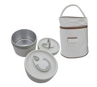ZUJIABAO Leakproof Round Metal Insulated Lunch Box Set with Double Layer Vacuum Container and Comfort Handle for Teenagers Student Friendly Insulated Meal Box