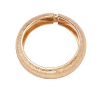 ZUJIABAO Oversized Pearls Accent Curved Metal Striped Texture Spring Closure Adjustable Wrist Jewelry Modern Teardrop Pearls Bangle