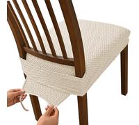 ZUJIABAO Pack of 4 Patterned Seat Covers Stretch Chair Seat Slipcovers Protectors Removable Washable Kitchen Dining Chair Covers Striped Grids Chair Slipcovers