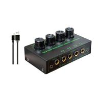 ZUJIABAO Portable Headphone Distribution Amplifier 4 Channel Amplifiers Stereo LED Portable Splitter Amplifier