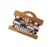 ZUJIABAO Stackable Sport Themed Elastic Bead Football Baseball Accent Hand Chain Comfortable for Active Use Creative Soccer Softball Bead Chain