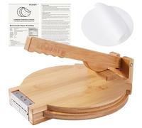 ZUJJAFY Tortilla Press 10 Inch Bamboo Tortilla Maker with 100 Parchment Paper, Mexican Tortillera Presser Homemade Tortillas Pataconera Dough Press