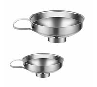 zukent 2Pack Jam Funnel Food Grade Stainless Steel Canning Funnel Wide Mouth Jam Making Funnels Liquid with Handle Ideal for Kitchen Use Jams, Marmalade, Chutney and Relishes (Large*1,Small*1)