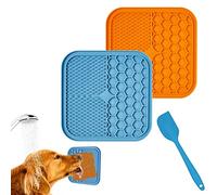 zukent 2PCS Licky Mats for Dogs Cat Slow Feeding Licky Mat Pet Calming Dog Treat Mat Anti-Slip Slow Feeding Licking Mat for Pet Bathing Training Grooming for Peanut Butter Lick Mat with 1 Pcs Spatula