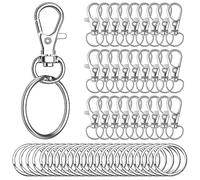 zukent 50 Set Swivel Lobster Clasps Keyring Rings Swivel Clasps Key Chain Hooks with Split Rings Key Chain Lobster Clips Metal Swivel Snap for DIY Crafts Hanging Crafts Jewellery Making