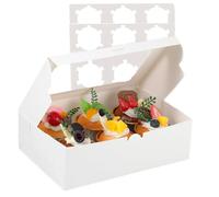 zukent 6 x Premium White 6 Hole Cavity Cupcake Boxes with Window and Inserts For Birthday, Wedding, And Celebration Bakes, Recyclable Cardboard Bakery Boxes