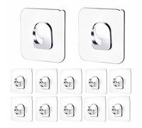 zukent Adhesive Hooks Nail Free Hooks Anti-Skid Hooks Self Adhesive Hooks No Drilling Magic Hook Heavy Duty Wall Hooks Waterproof and Oilproof Plastic Hooks for Kitchen,Home and Office - 10Pcs