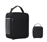 zukent Portable Insulated Lunch Bag with Side Mesh Pocket Water-Resistant Leakproof Cooler Bag Durable Thermal Lunch Box for Work, School, Picnic, Outdoor for Adults, Kids, Men, Women (Black)