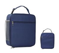 zukent Portable Insulated Lunch Bag with Side Mesh Pocket Water-Resistant Leakproof Cooler Bag Durable Thermal Lunch Box for Work, School, Picnic, Outdoor for Adults, Kids, Men, Women (Navy Blue)