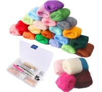 ZUKEY Beginner Felting Kit, Wool Roving 36 Colors, Tool Kit With Felting Needles, Foam Mat