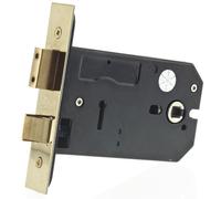 ZUKH3127PVD Horizontal 3 Lever 127mm Mortice Lock Brass Faced