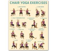 ZUKIY Chair Yoga Exercises Poster - 8x10 Unframed Wellness Chart for Seniors over 60 - Gentle Yoga Guide with Seated Poses - Senior Fitness Wall Art for Home, Office, or Physical Therapy Spaces