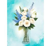 ZUKIY Flower in Vase Painting - 8x10 Inch Unframed Floral Art Print - Modern Abstract Oil Flower Art for Wall - Home Decor for Living Room Bedroom Office - Canvas Style Wall Art Picture for Room