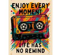 ZUKIY Life Has No Rewind - 8x10 Unframed Cassette Tape Graffiti Wall Art for Bedroom or Office - Urban Street Art Poster - Inspirational Quote Decor - Retro Hip Hop Music Print - Vintage Graffiti Art