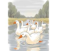 ZUKIY Whispers by the Wetland - Vintage Nursery Wall Art Print - 8x10 Unframed Poster - Antique Landscape with Duck and Butterfly - Victorian Style Gold Accents - Neutral Minimalist Home Decor