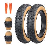 ZUKKA 2 PCS 20 Inch Heavy Duty E-Bike Tyres 20x4.0 Casing 102-406 Foldable Fat Tyre Fat Bicycle Tyres for E-Bike/Mountain Snow Bike, Brown