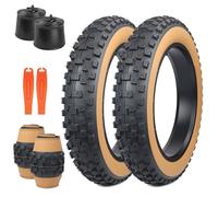 ZUKKA 2 PCS 20 inch Heavy Duty E-Bike Tyres 20x4.0 Tubeless 102-406 Foldable Fat Tyre Fat Bicycle Tyres Plus 2 PCS 20 inch Tubes 20x4.0 AV35mm for E-Bike/Mountain Snow Bike, Brown