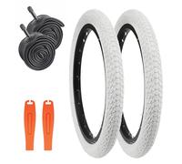 ZUKKA 2 x Foldable 16 Inch 16 x 1.75 Bicycle Tyres Coat 47-305 Plus 2 Pieces 16 Inch Tube for MTB, Children's Bike, Children's Bike, Student Bicycle, Girls' Bicycle, Tricycle, White