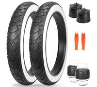 ZUKKA 26 x 4.0 E-Bike Tire 1/2 Pack Fat Tire High Performance Fat White Wall Replacement Folding Mountain Bike Tire High-Density Bike Tires for MTB E Bikes