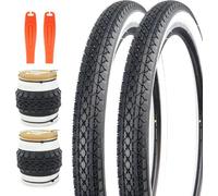 ZUKKA Bike Tire 24/26 x 2.125 Inch White Wall Side Tires 2 Pack Bicycle Replacement Tyres for Beach Cruiser Bike