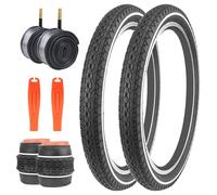 ZUKKA Set Bicycle Tyres Foldable 20 Inch Tyres 20 x 2.125 Bicycle Coat 57-406 Plus 2-Pack 20 Inch Tube Valve Compatible 20 Bicycle Tyres and Tubes for Beach Cruiser Bicycle