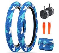 ZUKKA Set Pair Bicycle Tyres 20 x 2.35 Inch Foldable Tyres 30 TPI 60-406 Replacement and 2 Pieces 20 Inch Inner Tube for Mountain Bike BMX Freestyle Kids Bike Cruiser Bike Folding Bike,Camo