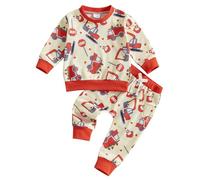 Zukmuk 2Pcs Baby Boy Girl Valentine 's Day Outfits Be Mine Valentine Long Sleeve Crewneck Sweatshirt Drawstring Jogger Pants Valentines Day Clothes Set (Red Car, 3-6 Months)