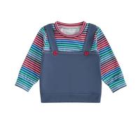 Zukmuk Baby 2Pcs halloween Outfits Long Sleeve Striped Print Tops and Suspender Pants Set Toddler Chucky Costume Jumpsuit Cosplay Costume (Blue Top, 12-18 Months)