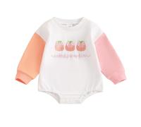 Zukmuk Newborn Baby Girls Boy Halloween Outfit Mama's Little Boo Romper Oversized Sweatshirt Unisex Halloween Rompers Ghost/Boo Print (Pink, 0-3M)