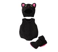 Zukmuk Toddler Baby Girl Boy Halloween Animal Costume Bee/Clown/Frog/Pumpkin Face Sleeveless Romper With Long Socks Fuzzy Animal Playsuit Jumpsuit Halloween Outfit (Black Pink, 3-6 Months)