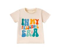 Zukmuk Toddler Boy Girl First Day of School Outfit Baby Girls and Boys My Pre School Era Letter Print Crewneck Short Sleeve Kindergarten Tops for Summer Unisex (Green, 3-4 Years)
