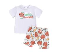 Zukmuk Toddler Boy Girl First Day of School Outfit Baby Girls and Boys My Pre School Era Letter Print Crewneck Short Sleeve Kindergarten Tops for Summer Unisex (Ivory White, 2-3 Years)