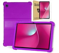 zukof Case for T-Mobile REVVL Tab 2 10.1 Inch Tablet 2025 with 2 Glass Screen Protector, Soft Silicone with Adjustable Stand Cover Case (Purple)