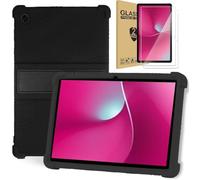 zukof Case for T-Mobile REVVL Tab 2 10.1 Inch Tablet 2025 with 2 Glass Screen Protector, Soft Silicone with Adjustable Stand Cover Case (Black)