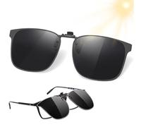 ZukqrymluvIQ Polarised clip-on sunglasses attachment, anti-glare UV400 glasses for car trips, travel and outdoor sports, black