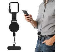 ZukqrymluvIQ Retractable Anti-Theft Phone Tether Lanyard with Lockable Metal Hook & 360° Tether Tab, Outdoor Cellphone Lanyard for Hiking, Cycling, Fishing, Climbing, with Carabiner, Black