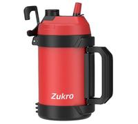 Zukro 1 Gallon Water Bottle Insulated, Leak Proof One Gallon Jug With Handle, No Sweat 128 oz Wide Mouth Stainless Steel Sport Jug With Straw Lid and Spout, Keep Cold 48 Hours, BPA Free, Red