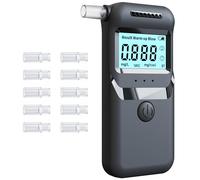 ZukZythepsor High Accuracy Alcohol Breathalyzer Tester UK - Portable Digital Breathalyser with LCD Display and 10 Mouthpieces - Compact, Easy-to-Use Alcohol Tester