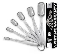 Zulay Kitchen 6 Piece Stainless Steel Measuring Spoons with Etched Markings & Removable Clasp, Teaspoon Measuring Spoon