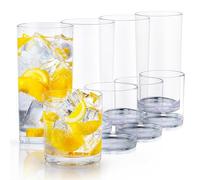 Zulay Kitchen Acrylic Glasses Drinkware - 8 Piece Unbreakable Plastic Tumblers - BPA-Free, Reusable Plastic Drinking Glasses for Home & Outdoors - Stackable, Lead-Free & Dishwasher Safe - (12&16oz)