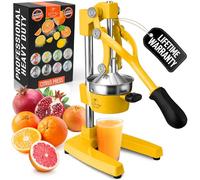 Zulay Kitchen Cast Iron Juicer - Manual Citrus Press and Lemon Squeezer - Premium Quality Heavy Duty Manual Juicer for Orange Juice and Lime Squeezer, Yellow